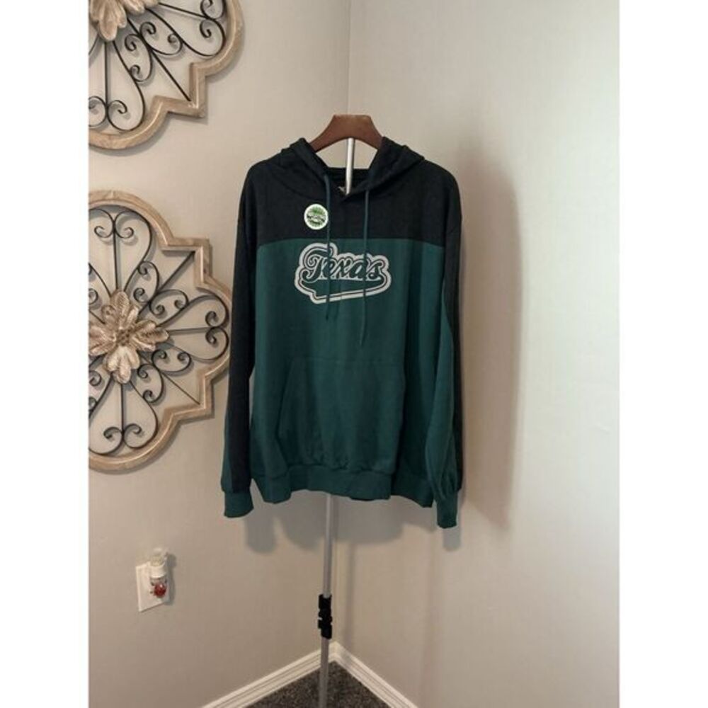 State of Texas Unisex Green Hoodie Sweatshirt Reflective Sz XL